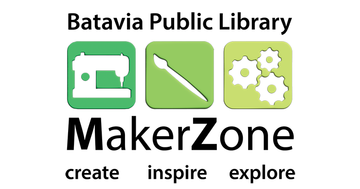 Batavia Public Library MakerZone logo: create, inspire, explore