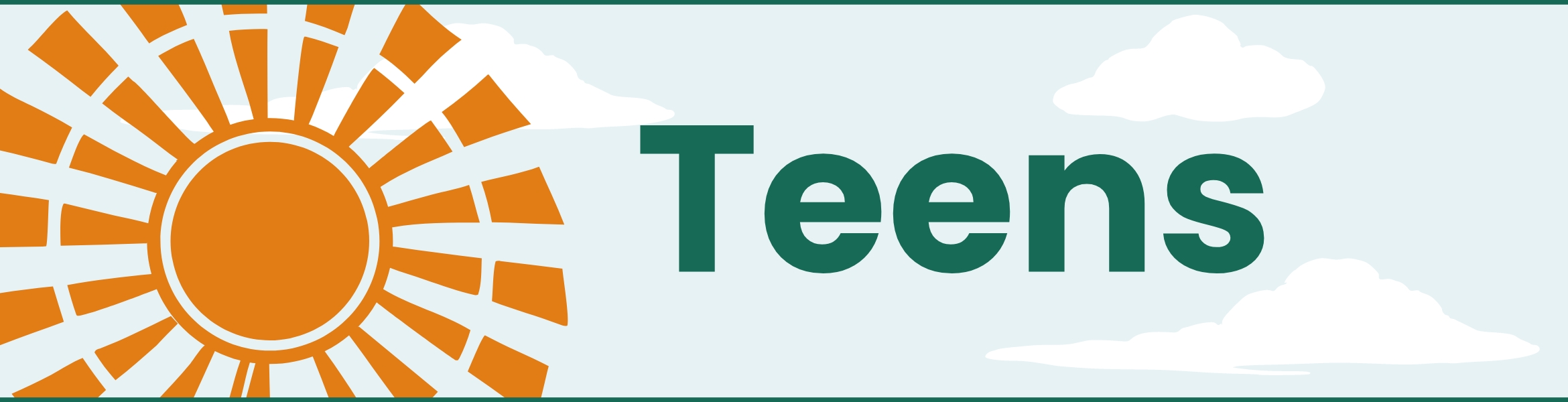 Teens graphic header depicting a windmill and clouds