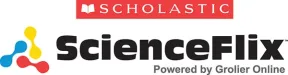 Scholastic ScienceFlix logo. 'Scholastic' with a red background. 'ScienceFlix' is black text with a white background.