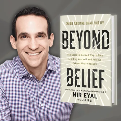 picture of author Nir Eyal with his book Beyond Belief