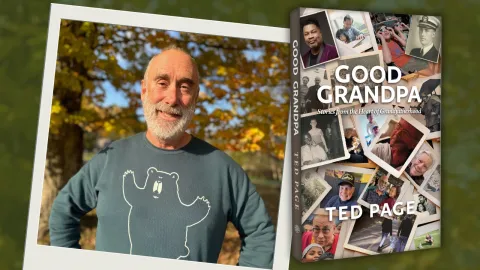 Picture of author Ted Page and cover of his book "Good Grandpa"