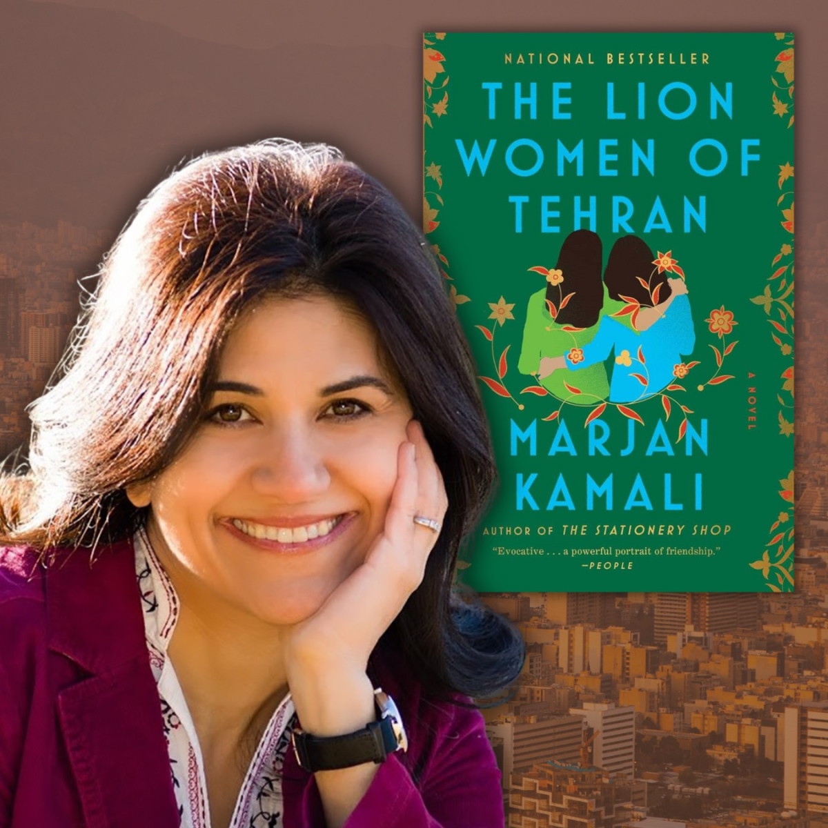 picture of author Marjan Kamali and her book The Lion Women of Tehran
