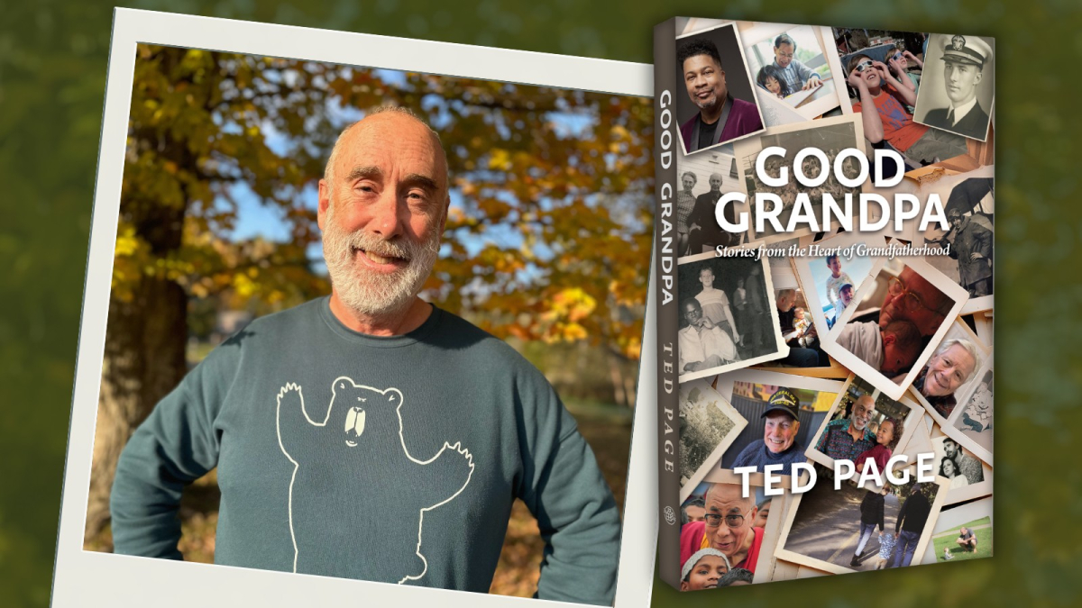 Picture of author Ted Page and cover of his book "Good Grandpa"