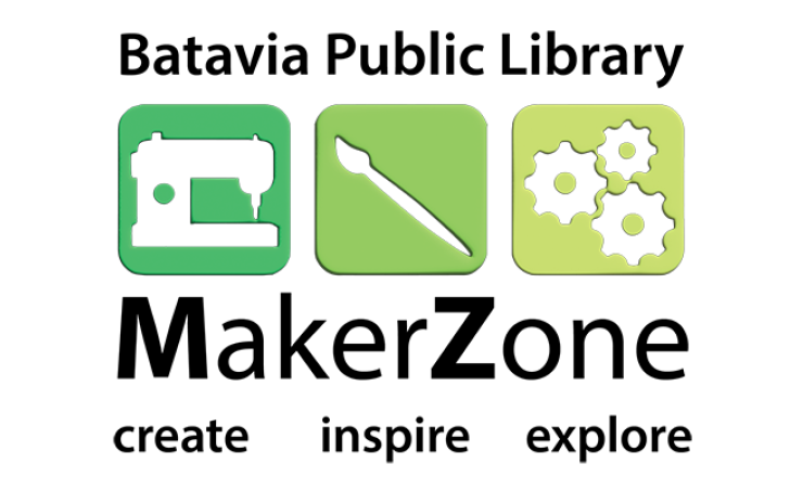 Batavia Public Library MakerZone logo: create, inspire, explore